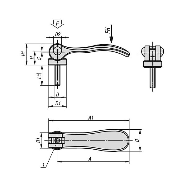 Adjustable Cam Levers In SS Ext. Thread, Thrust Washer SS, Inch